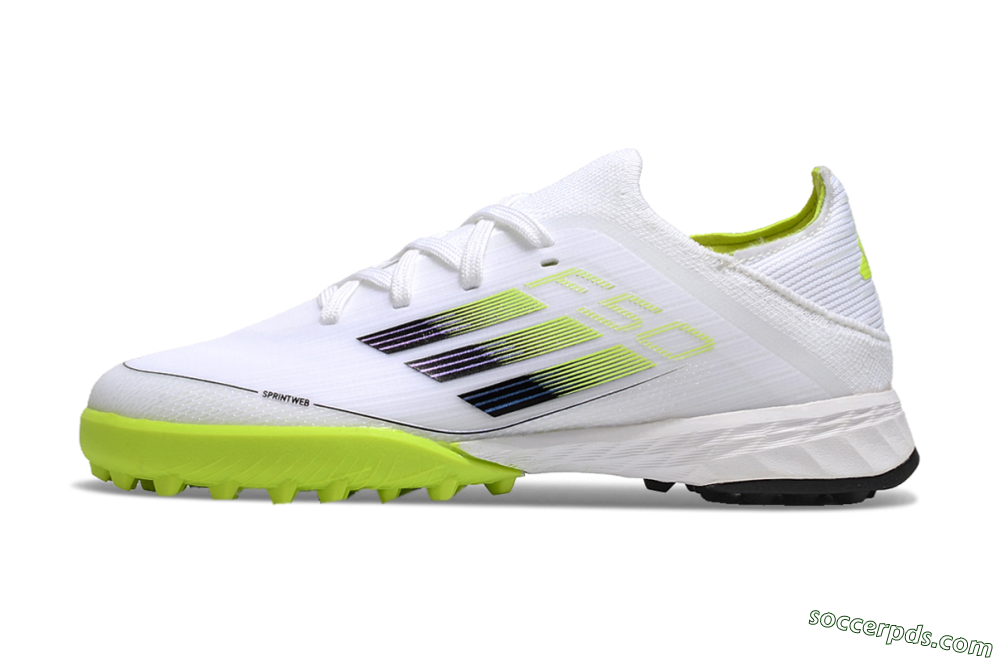Kids Adidas F50 Elite TF Low-Tops Football Shoes - White/Black/Green 1