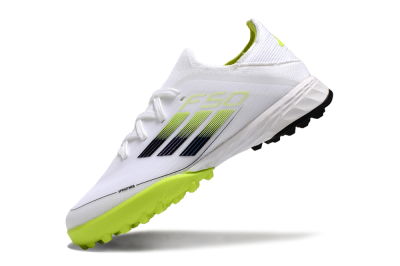 Kids Adidas F50 Elite TF Low-Tops Football Shoes - White/Black/Green