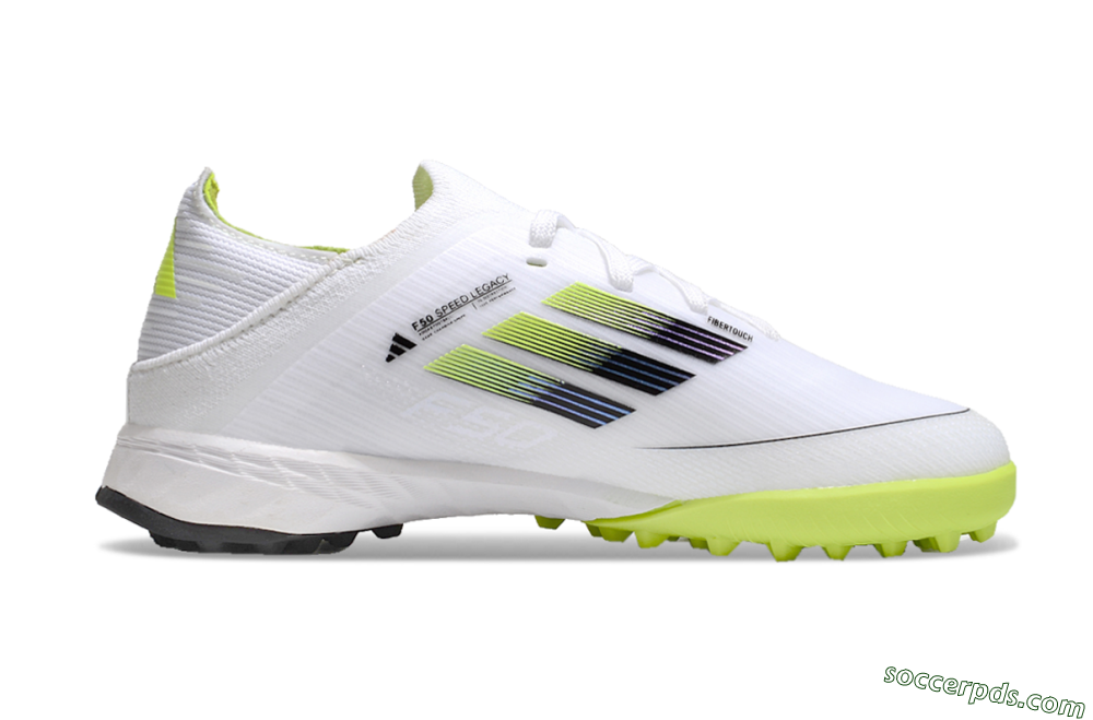 Kids Adidas F50 Elite TF Low-Tops Football Shoes - White/Black/Green 4