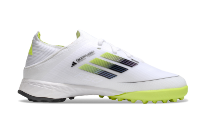 Kids Adidas F50 Elite TF Low-Tops Football Shoes - White/Black/Green