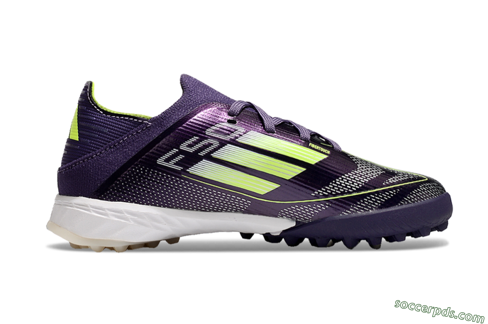 Kids Adidas F50 Elite TF Low-Tops Football Shoes - Purple/Green/White 6