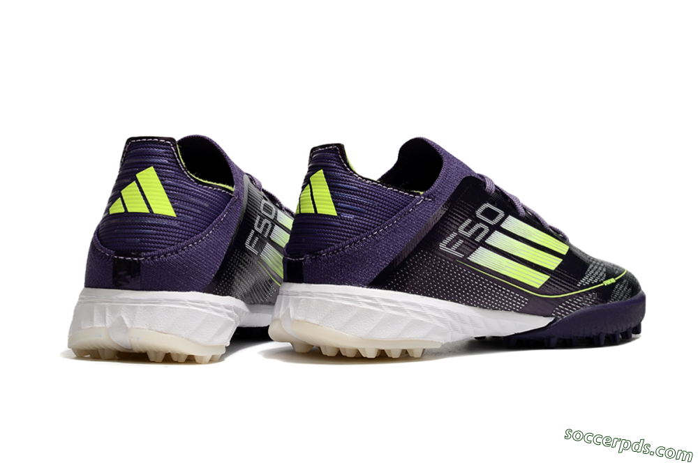 Kids Adidas F50 Elite TF Low-Tops Football Shoes - Purple/Green/White 7
