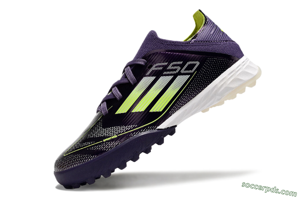 Kids Adidas F50 Elite TF Low-Tops Football Shoes - Purple/Green/White 5