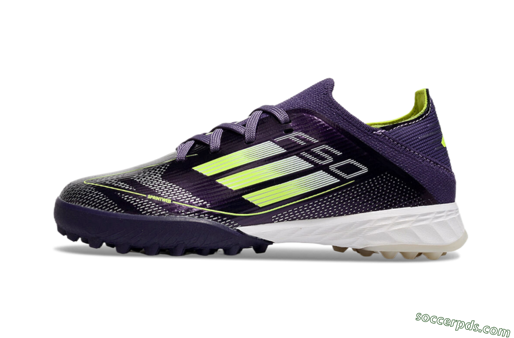 Kids Adidas F50 Elite TF Low-Tops Football Shoes - Purple/Green/White 2