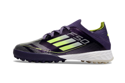 Kids Adidas F50 Elite TF Low-Tops Football Shoes - Purple/Green/White