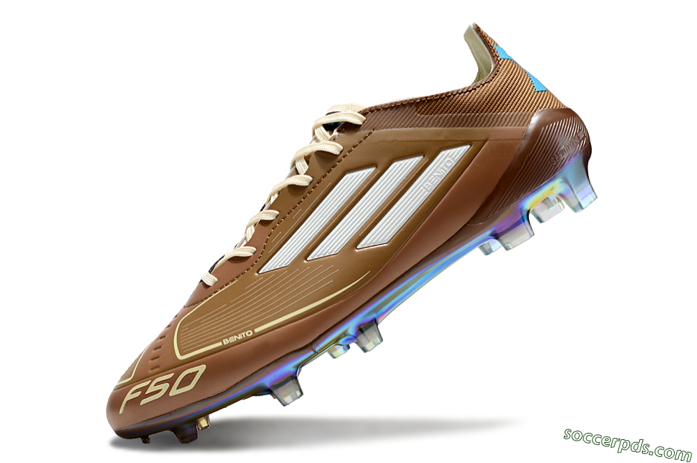 Adidas F50 Elite FG Low-Tops Football Boots - Brown/White/Gold 5