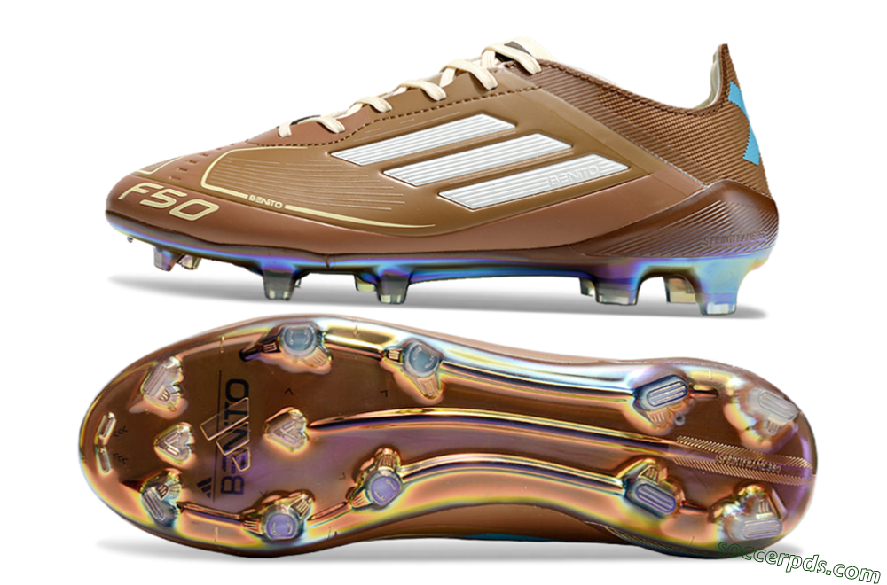 Adidas F50 Elite FG Low-Tops Football Boots - Brown/White/Gold 0
