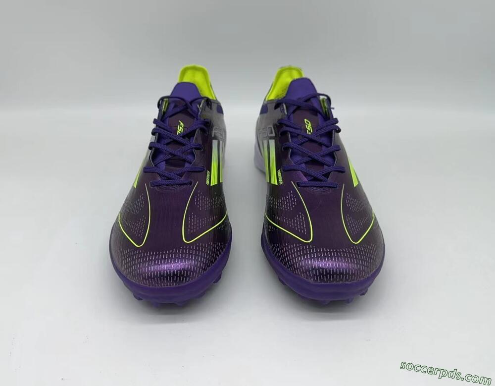 Adidas F50 Pro TF Low-Tops Football Shoes - Purple/Cloud White/Lucid Lemon