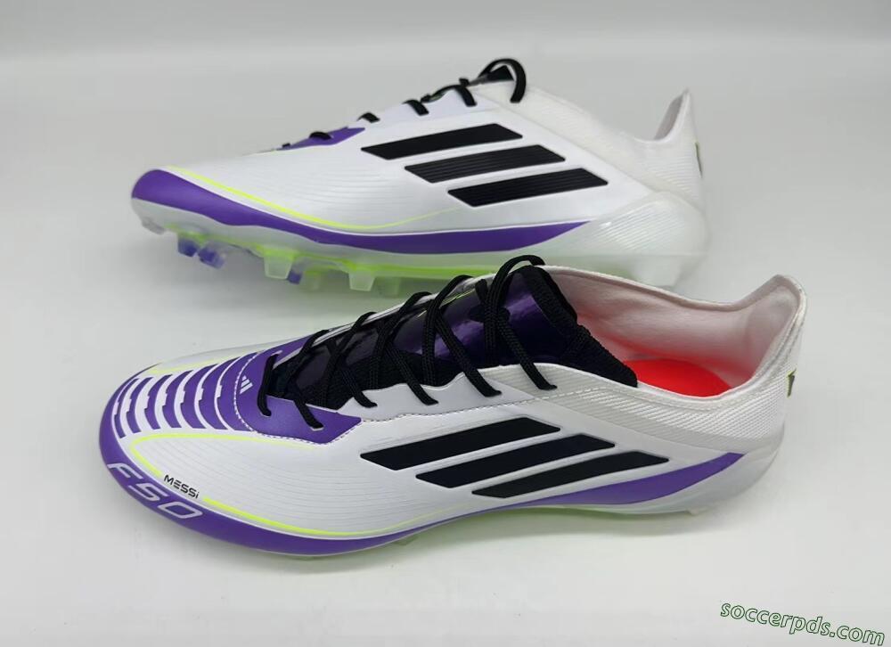 Adidas F50 Elite FG Low-Tops Football Boots - White/Purple/Black/Yellow