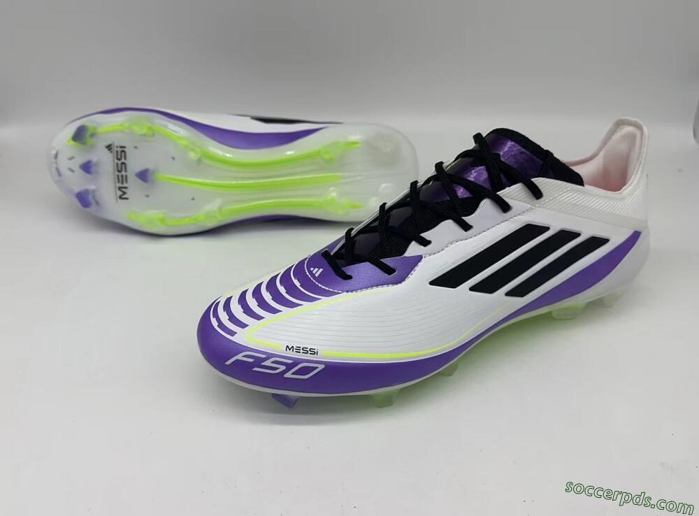 Adidas F50 Elite FG Low-Tops Football Boots - White/Purple/Black/Yellow