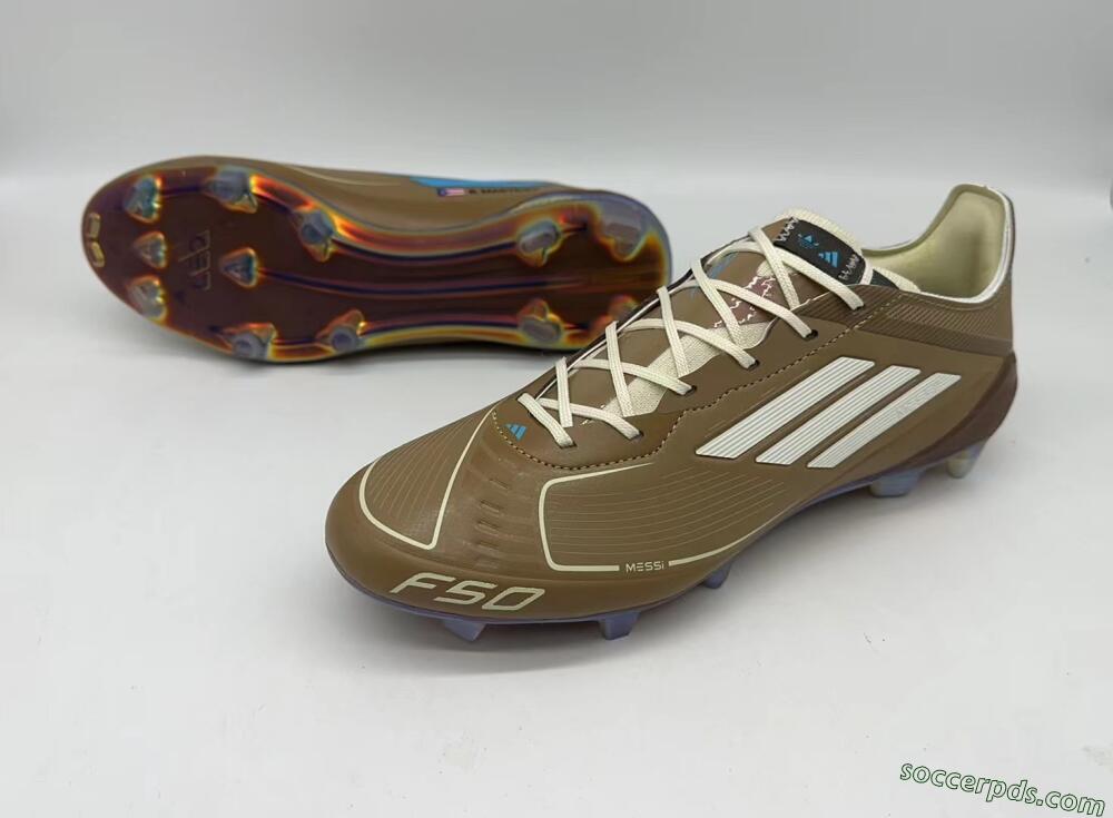 Adidas F50 Elite FG Low-Tops Football Boots - Brown/White/Blue
