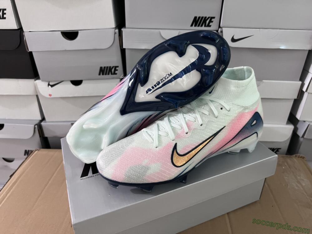 Nike Air Zoom Mercurial Superfly 10 Elite FG High-Tops Football Boots - White/Pink/Blue