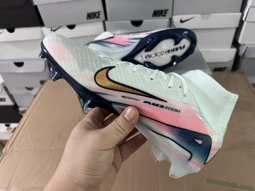 Nike Air Zoom Mercurial Superfly 10 Elite FG High-Tops Football Boots - White/Pink/Blue