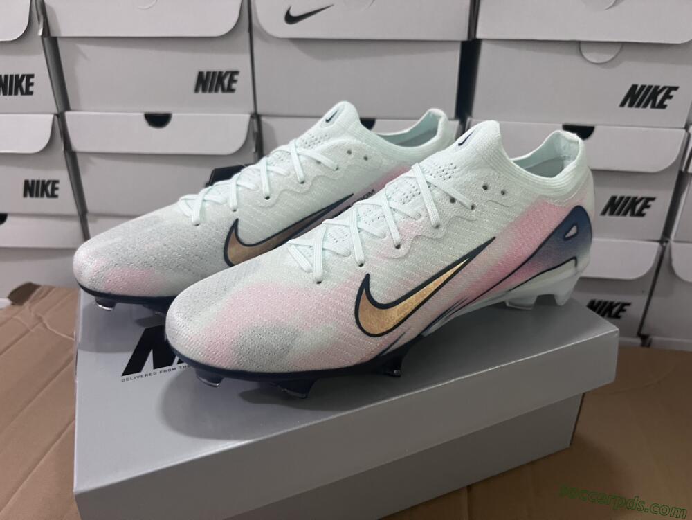 Nike Air Zoom Mercurial Vapor 16 Elite FG Low-Tops Football Boots - White/Pink/Blue