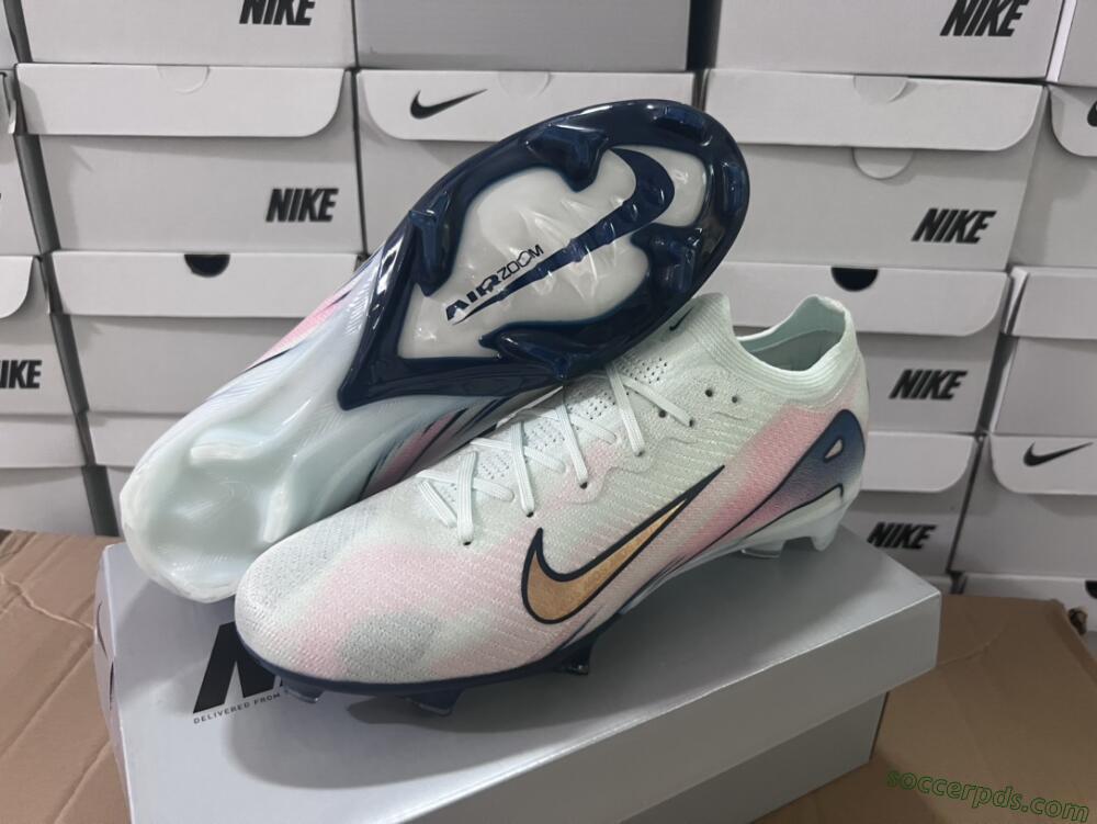 Nike Air Zoom Mercurial Vapor 16 Elite FG Low-Tops Football Boots - White/Pink/Blue