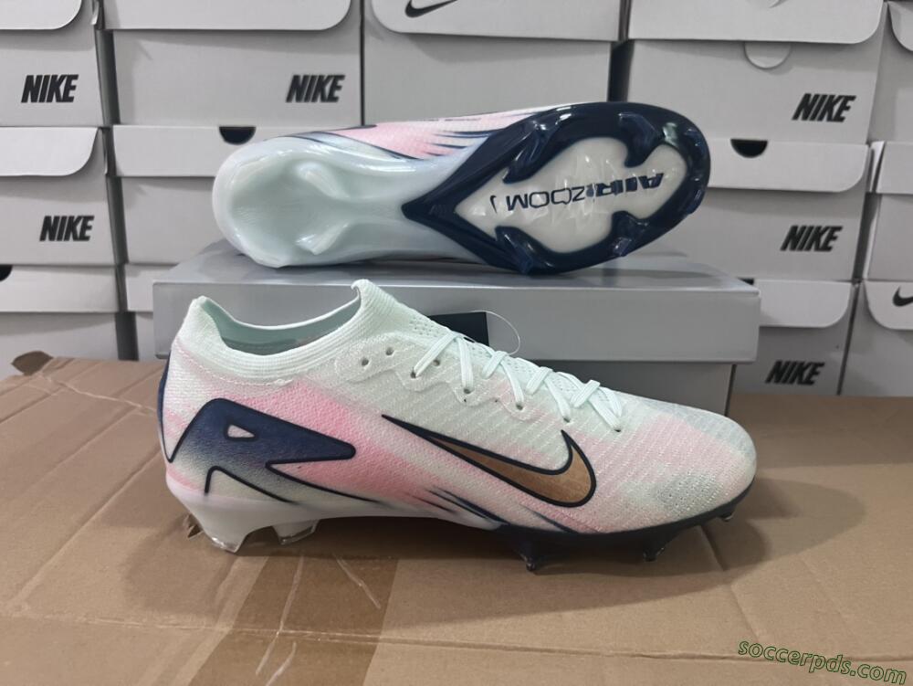 Nike Air Zoom Mercurial Vapor 16 Elite FG Low-Tops Football Boots - White/Pink/Blue