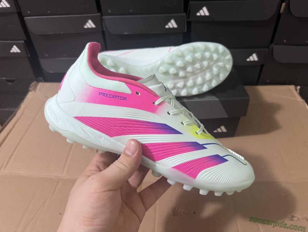 Adidas Predator 24 Elite TF Low-Tops Football Shoes - White/Pink/Blue/Yellow