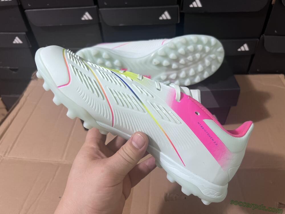 Adidas Predator 24 Elite TF Low-Tops Football Shoes - White/Pink/Blue/Yellow