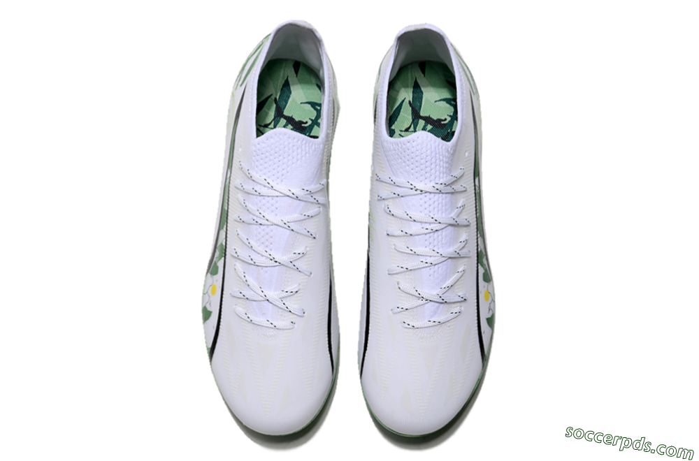 Puma Ultra Ultimate MG Low-Tops Football Boots - White/Black/Green 4