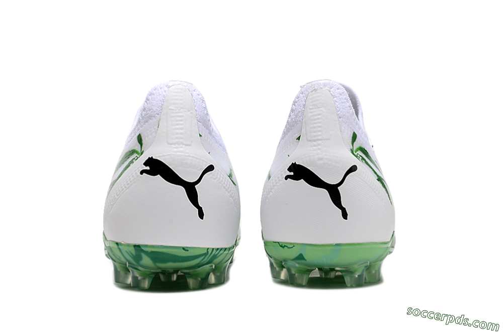 Puma Ultra Ultimate MG Low-Tops Football Boots - White/Black/Green 5
