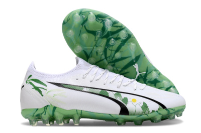 Puma Ultra Ultimate MG Low-Tops Football Boots - White/Black/Green