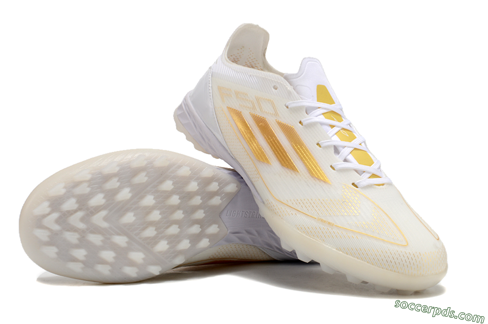 Adidas F50 Elite TF Low-Tops Football Shoes - White/Gold 3