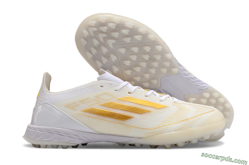 Adidas F50 Elite TF Low-Tops Football Shoes - White/Gold 1