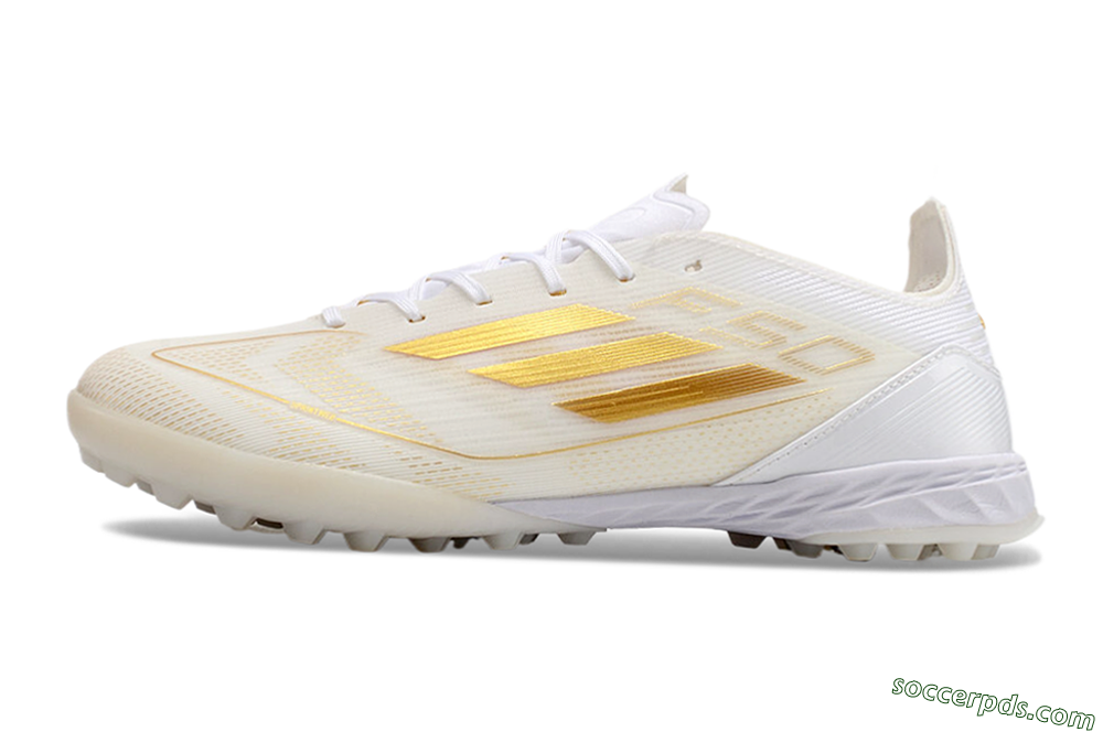 Adidas F50 Elite TF Low-Tops Football Shoes - White/Gold 2