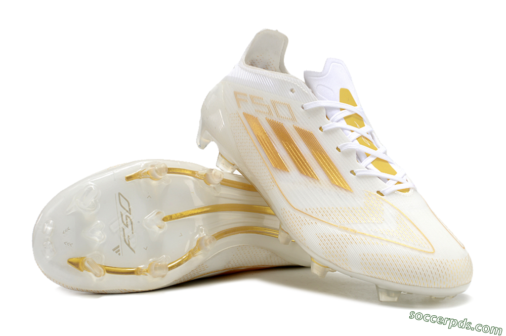 Adidas F50 Elite FG Low-Tops Football Boots - White/Gold 3
