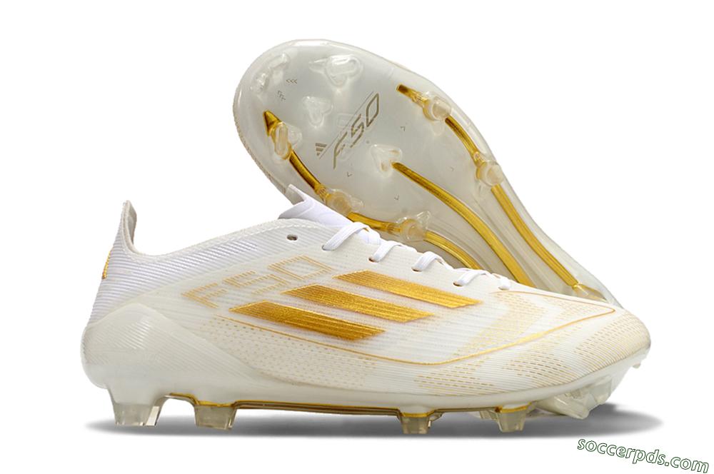 Adidas F50 Elite FG Low-Tops Football Boots - White/Gold 1