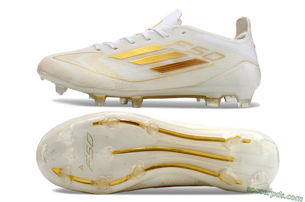 Adidas F50 Elite FG Low-Tops Football Boots - White/Gold 0