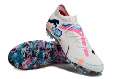 Puma Future Ultimate MG Low-Tops Football Boots - White/Pink/Blue
