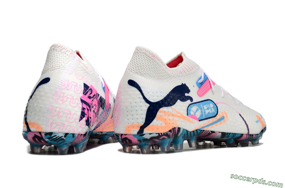 Puma Future Ultimate MG Low-Tops Football Boots - White/Pink/Blue 6