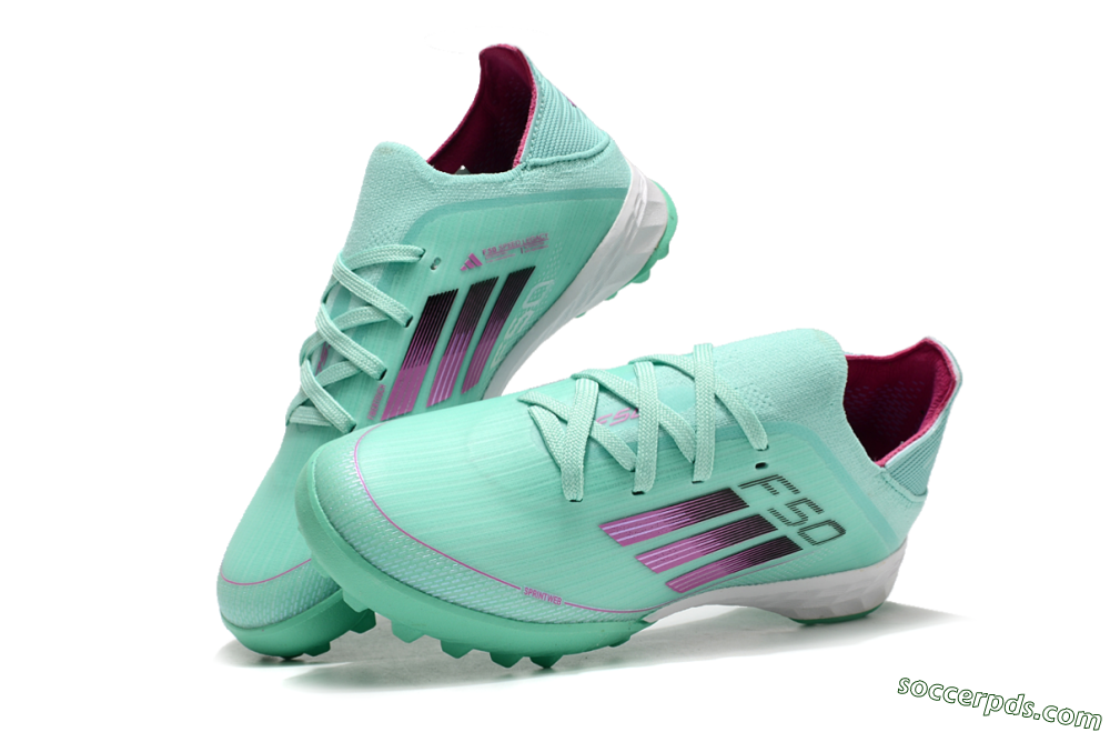 Adidas F50 Elite TF Low-Tops Football Shoes - Jade/Purple/White 3