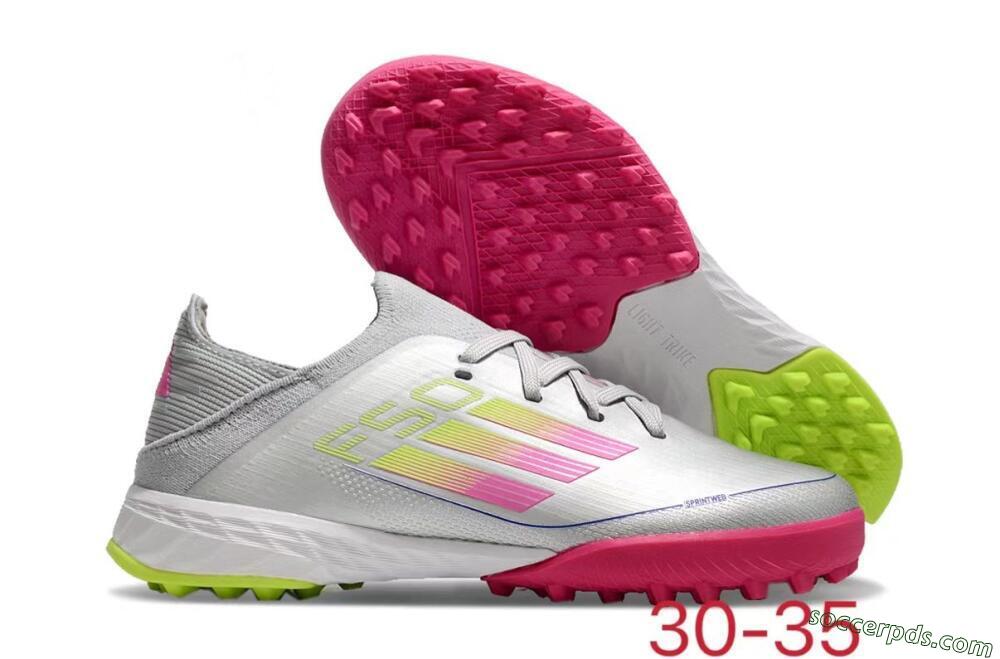Adidas F50 Elite TF Low-Tops Football Shoes - Silver/Pink/Yellow 1