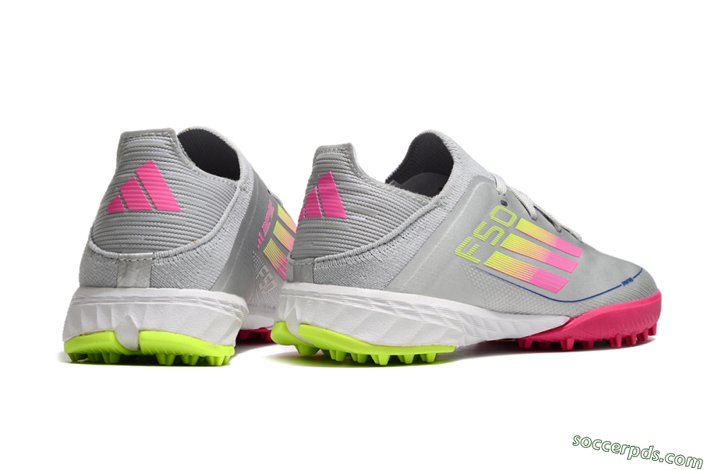 Adidas F50 Elite TF Low-Tops Football Shoes - Silver/Pink/Yellow 7