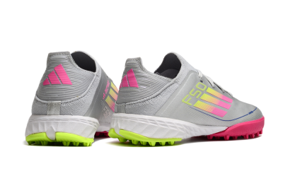 Adidas F50 Elite TF Low-Tops Football Shoes - Silver/Pink/Yellow