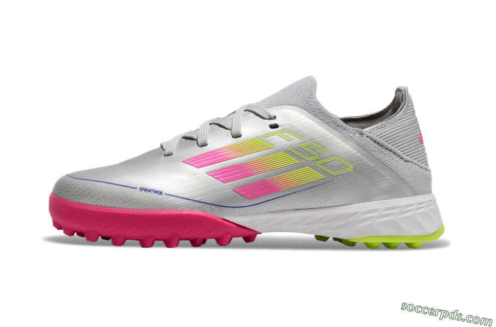 Adidas F50 Elite TF Low-Tops Football Shoes - Silver/Pink/Yellow 2