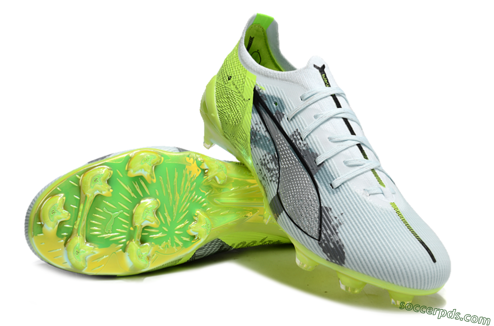 Puma Ultra Ultimate FG Low-Tops Football Boots - Jade/White/Yellow 3