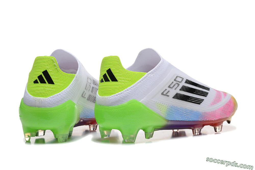 Adidas F50 Elite Laceless FG Low-Tops Football Boots - White/Gold/Pink/Blue/Yellow 6