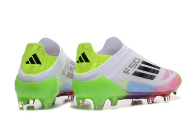 Adidas F50 Elite Laceless FG Low-Tops Football Boots - White/Gold/Pink/Blue/Yellow