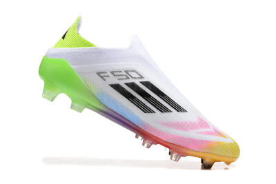 Adidas F50 Elite Laceless FG Low-Tops Football Boots - White/Gold/Pink/Blue/Yellow