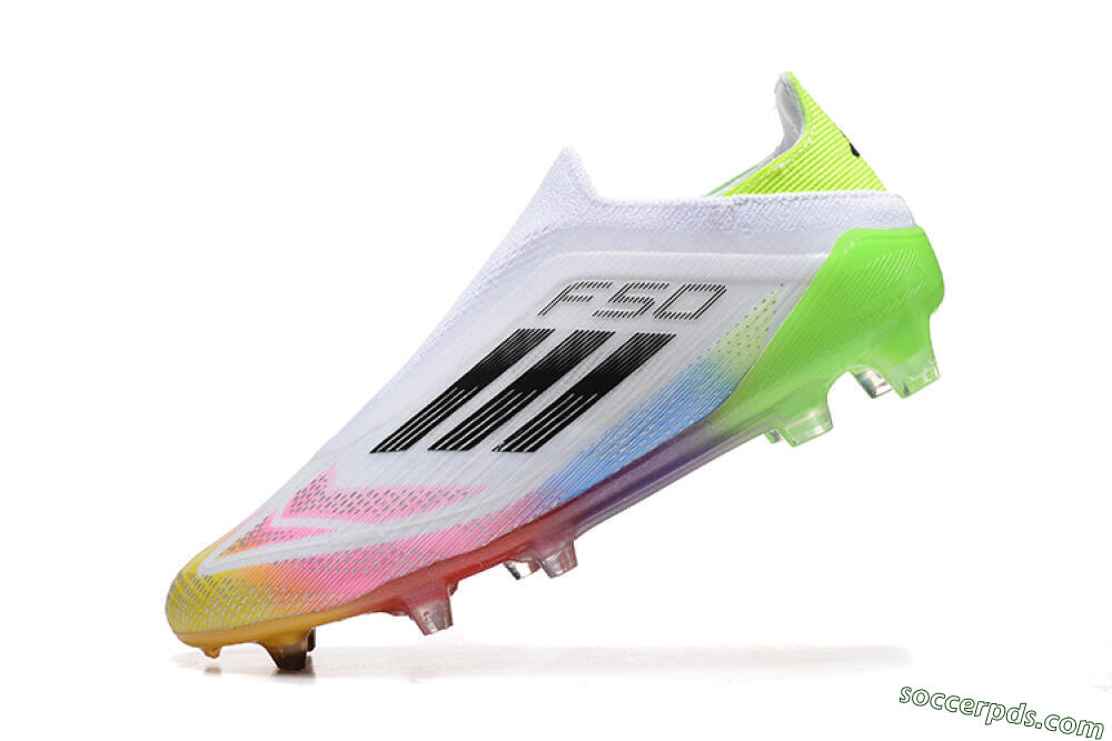 Adidas F50 Elite Laceless FG Low-Tops Football Boots - White/Gold/Pink/Blue/Yellow 5