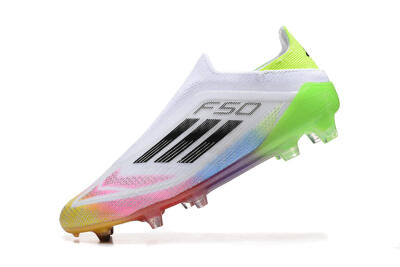 Adidas F50 Elite Laceless FG Low-Tops Football Boots - White/Gold/Pink/Blue/Yellow