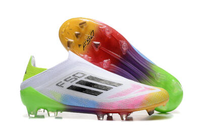 Adidas F50 Elite Laceless FG Low-Tops Football Boots - White/Gold/Pink/Blue/Yellow