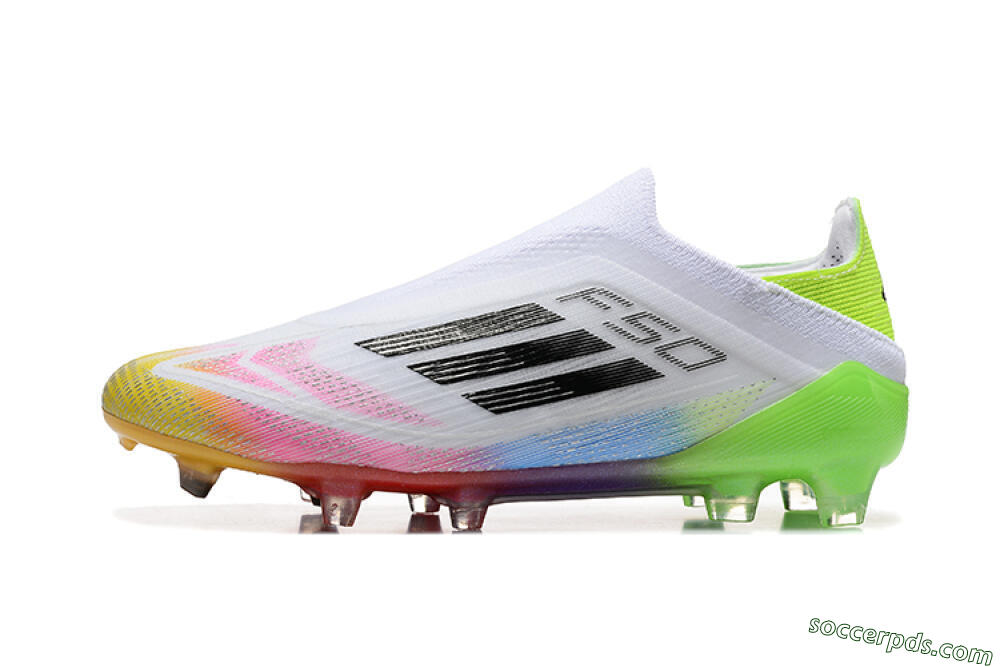 Adidas F50 Elite Laceless FG Low-Tops Football Boots - White/Gold/Pink/Blue/Yellow 2