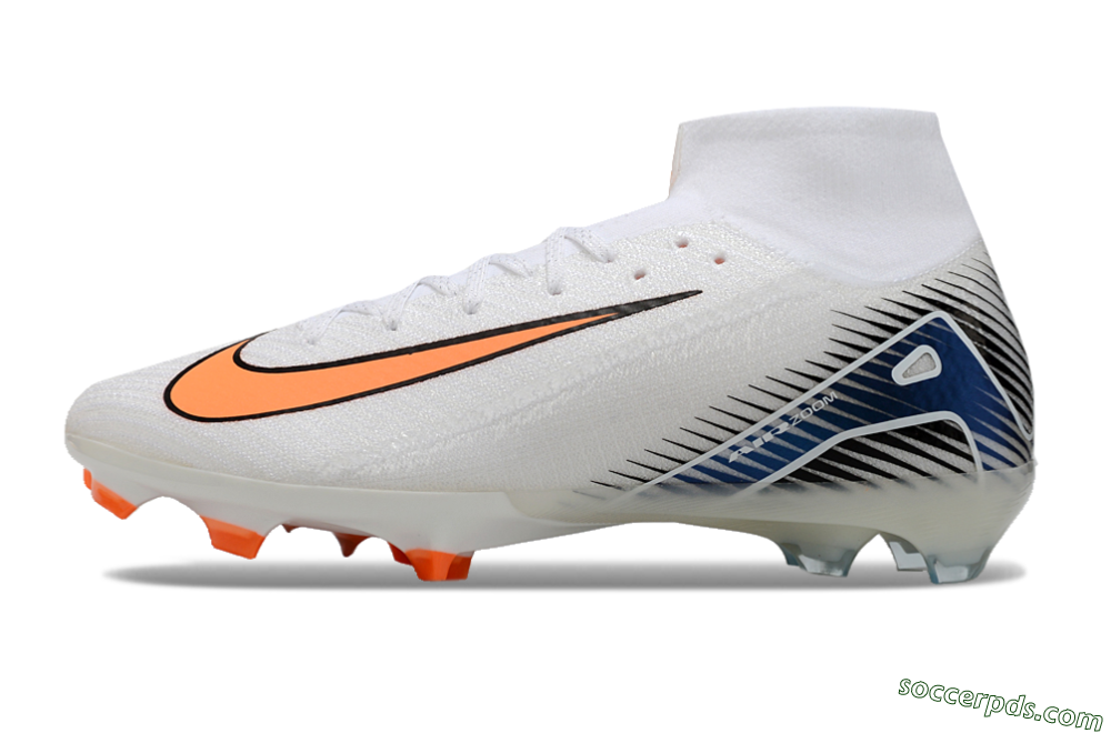 Nike Air Zoom Mercurial Superfly 10 Elite FG High-Tops Football Boots - White/Orange/Blue 2