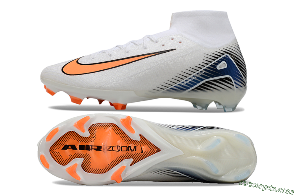 Nike Air Zoom Mercurial Superfly 10 Elite FG High-Tops Football Boots - White/Orange/Blue 0