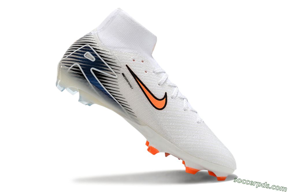 Nike Air Zoom Mercurial Superfly 10 Elite FG High-Tops Football Boots - White/Orange/Blue 4