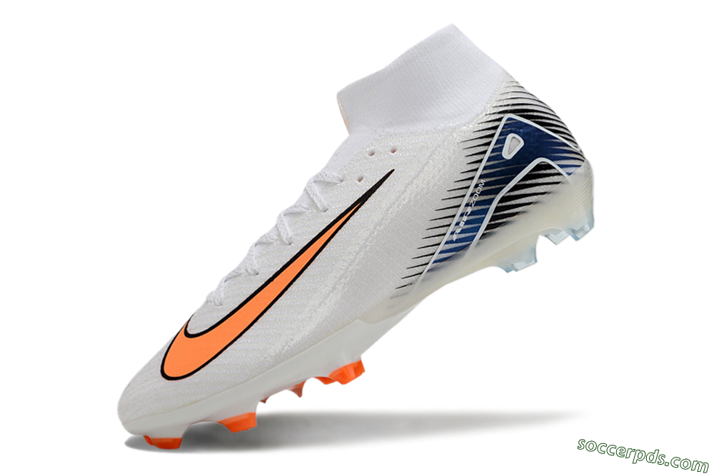 Nike Air Zoom Mercurial Superfly 10 Elite FG High-Tops Football Boots - White/Orange/Blue 5